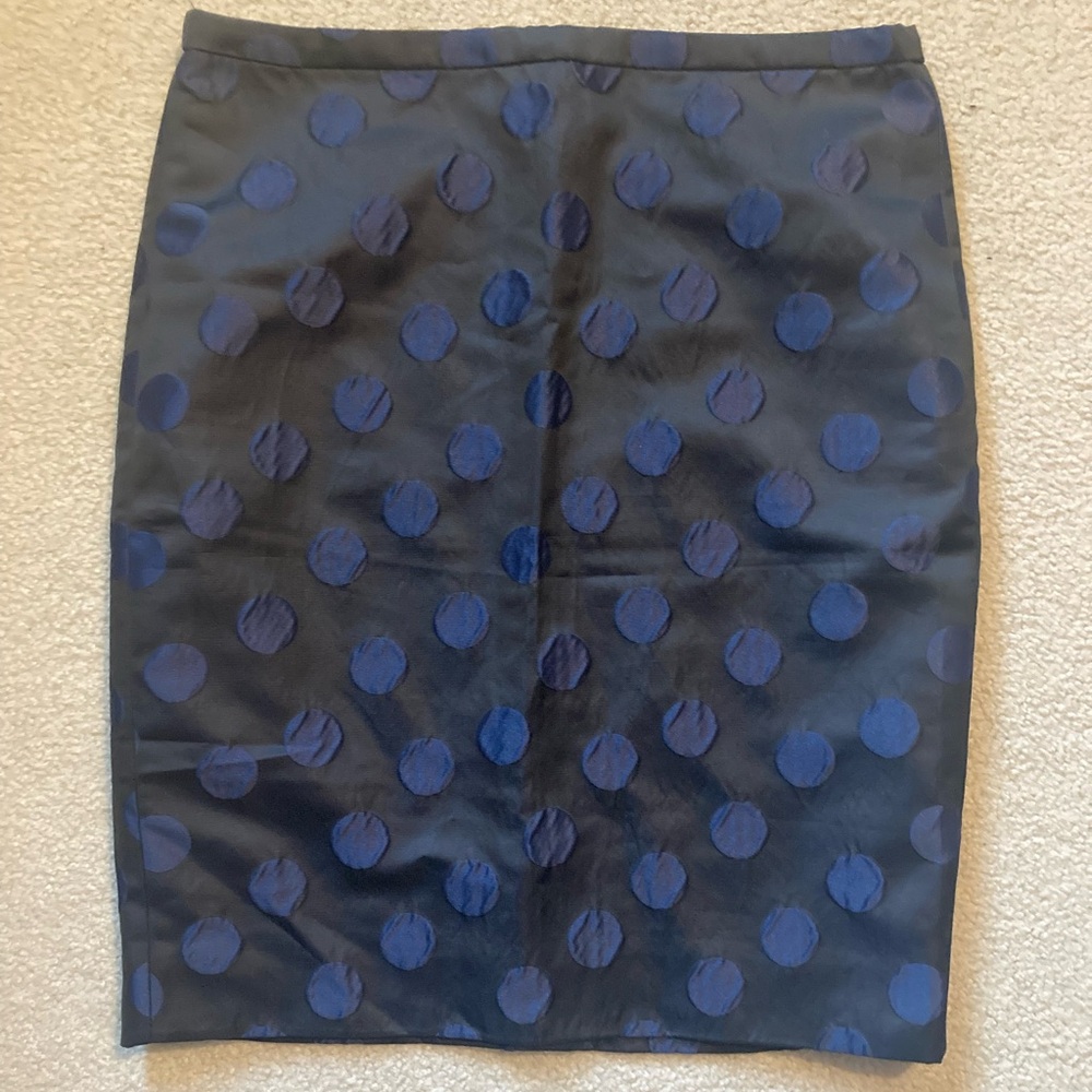 J. Crew Black and Blue Dot Pencil Skirt